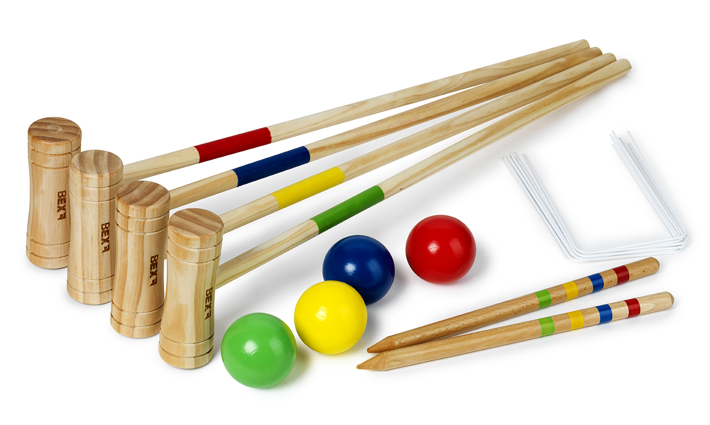 Bex Family Croquet Pine Wood - Fint kroketspil i FSC-certificeret træ - 4 spillere, HURTIG LEVERING