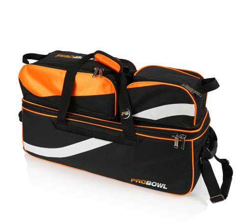 ProBowl Triple Tote DLX Sort/Orange - Bowlingtaske med hjul til 3 kugler og sko - FRI FRAGT