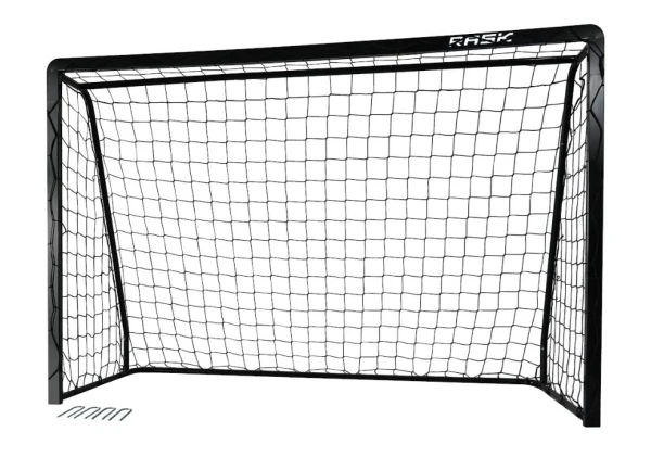 EKSTRA STÆRK Fodboldmål RASK 240 x 160 - Med ekstra overlægger bagtil og Galvaniseret STÅL & SORT pulverlakering - Vejer 24 kg - HURTIG LEVERING