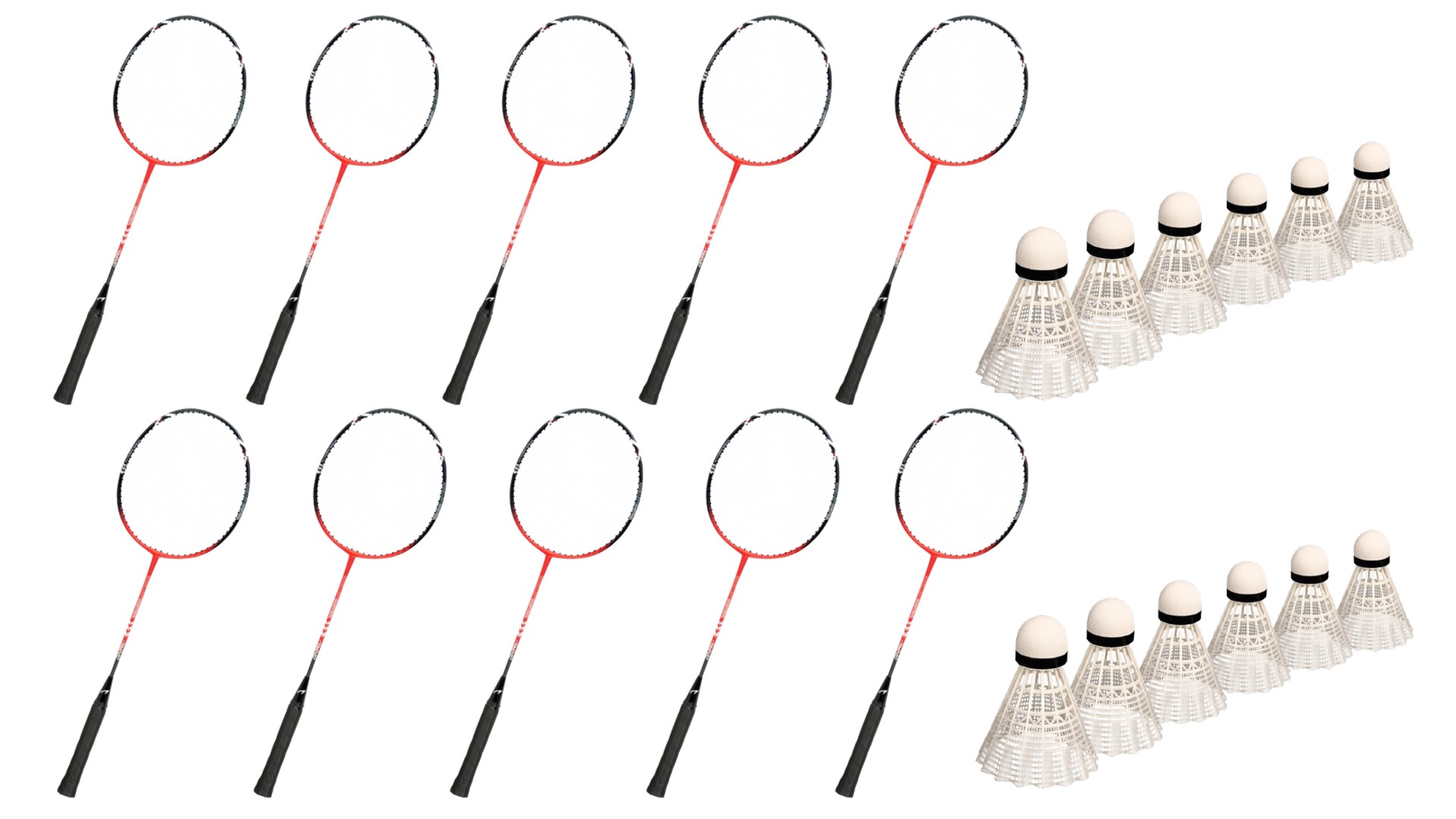 Billede af Badmintonketcher 10 stk m. 12 bolde - FRI FRAGT - Nano Smash XBA880 - God motionist- og skoleketcher