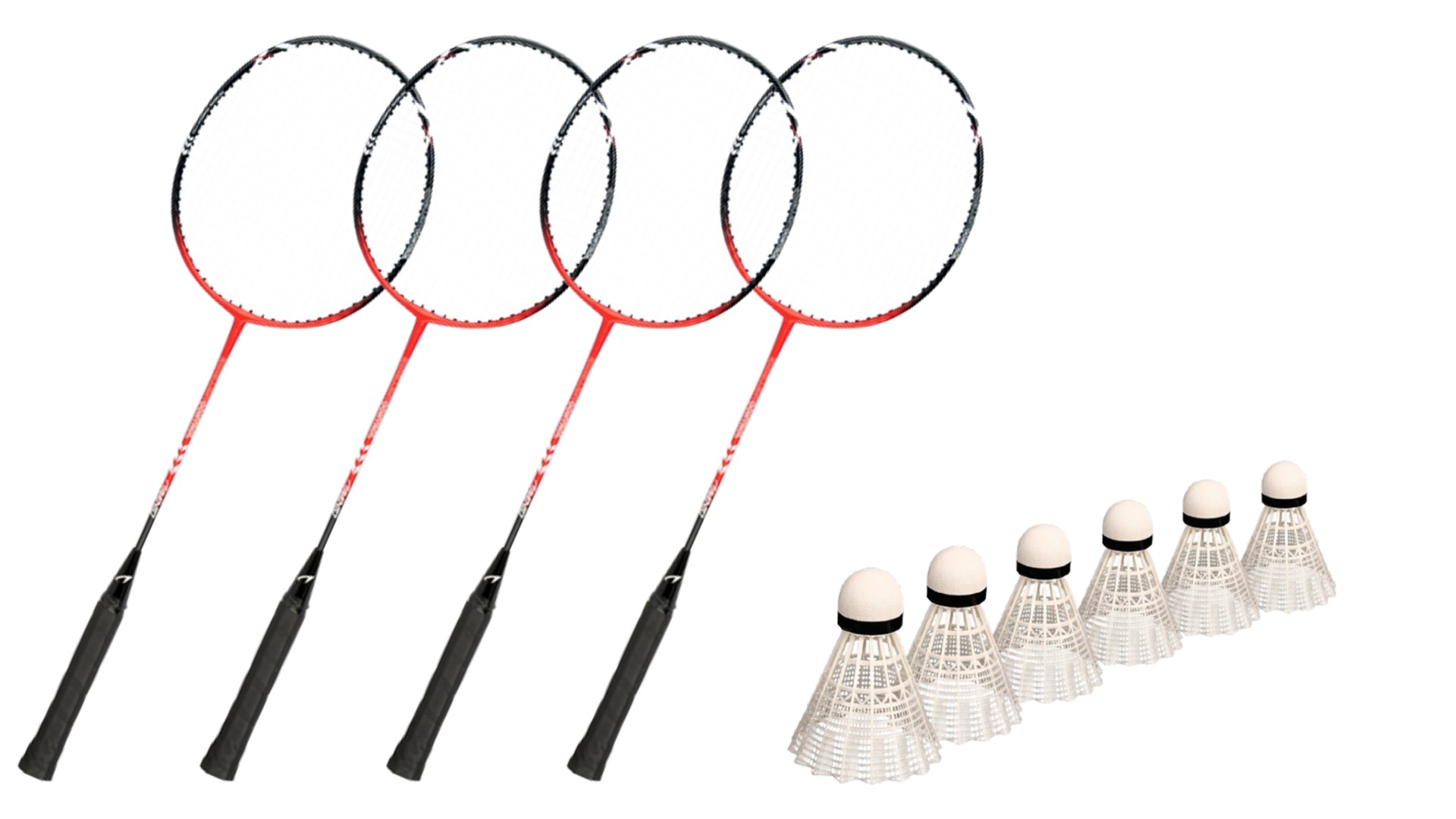 Billede af Badmintonketcher 4 stk. m. 6 bolde - FRI FRAGT - Nano Smash XBA880 - God motionist- og skoleketcher