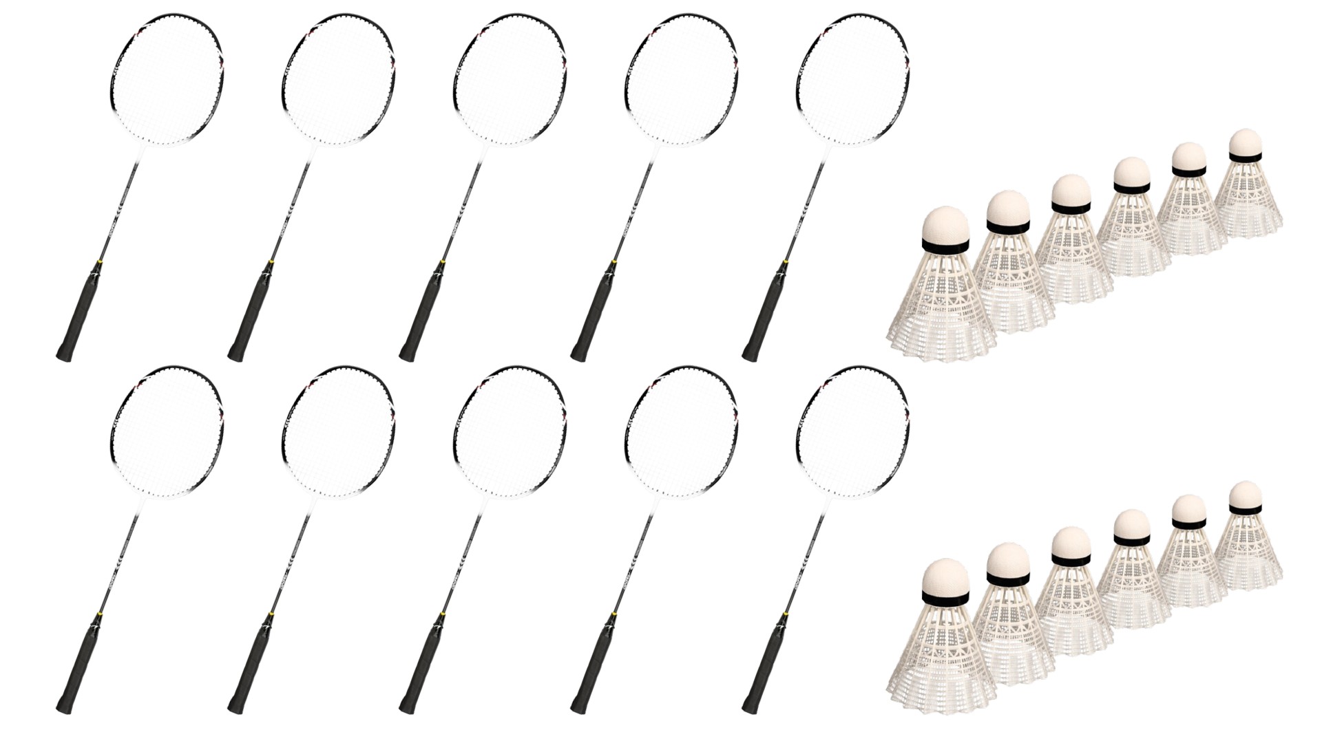 Billede af Badmintonketcher 10 stk m. 12 bolde - FRI FRAGT - XBF980 - God motionist- og skoleketcher