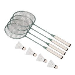 Badminton - st med net, 4 ketchere og 4 bolde - HURTIG LEVERING