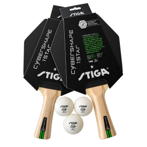 2 stk. STIGA Cybershape 1-stjernet bordtennisbat + 3 STIGA bolde - HURTIG LEVERING! 