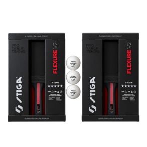 2 stk. STIGA Flexure 5-stjernede bordtennisbat + 3 stk. 3-stjernede bolde - HURTIG LEVERING!