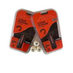 2 stk. STIGA Flexure 5-stjernede bordtennisbat + 3 stk. 3-stjernede bolde - HURTIG LEVERING!