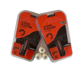 2 stk. STIGA Flexure 5-stjernede bordtennisbat + 3 stk. 3-stjernede bolde - HURTIG LEVERING!