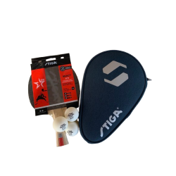 STIGA React 2-stjernet bordtennisbat + STIGA Batcover + 3 stk. 3-stjernede bolde - HURTIG LEVERING!