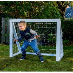 Fodboldml i TR - 125 cm x 100 cm med net i HVID  - KRAFTIG KVALITET - HURTIG LEVERING!