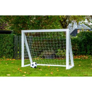 Fodboldml i TR - 150 cm x 120 cm med net i HVID - KRAFTIG KVALITET - HURTIG LEVERING!