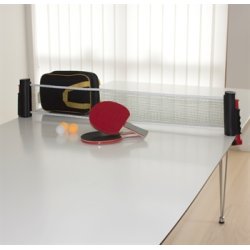 Bordtennisnet m/justerbar bredde + 2 bat og 3 bolde - S kan I spille overalt - Nemt at have med!