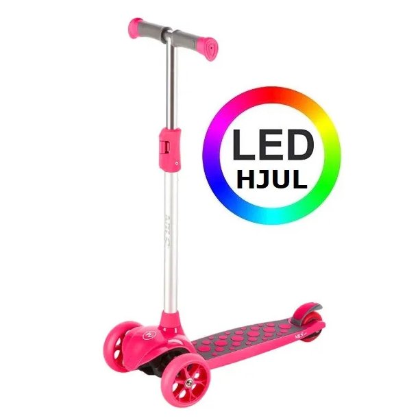 NILS Trehjulet Lbehjul Pink med LED-hjul - FRI FRAGT - med ABEC-7 kuglelejer
