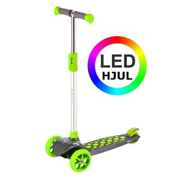 NILS Trehjulet Lbehjul Grn med LED-hjul (2023) - FRI FRAGT - med ABEC-7 kuglelejer