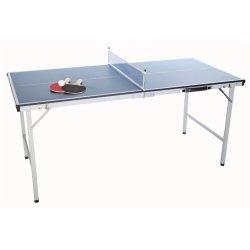 Mini bordtennisbord BLUE LINE 150 x 67 cm med foldbart ALU-Stel - inkl. 2 bat - HURTIG LEVERING