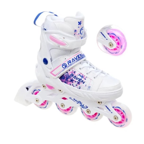 Raven Meia Inliners Rulleskjte med LED lys i forhjul - Justerbar over hele 4 Sko-numre! 