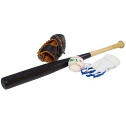 Sunsport baseball juniorst med bat, 2 handsker og bold