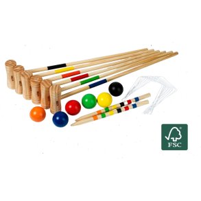 Bex Family Croquet Pine Wood - Fint kroketspil i FSC-certificeret tr - 6 spillere, HURTIG LEVERING 