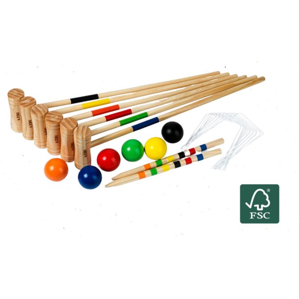 Bex Family Croquet Pine Wood - Fint kroketspil i FSC-certificeret tr - 6 spillere, HURTIG LEVERING 