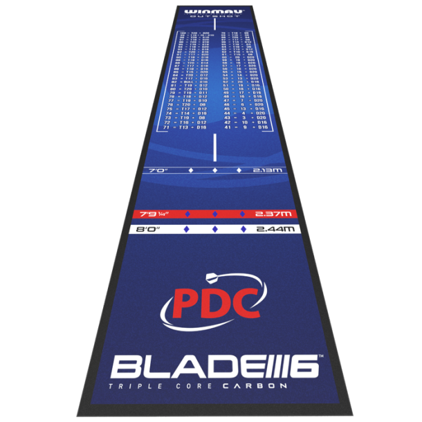 Winmau Outshoot Dartmtte - 292 x 62 cm - Har afstandslinjer til skiven - HURTIG LEVERING!