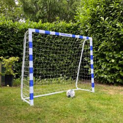 Fodboldml i STL - Hvid/Bl - 180 cm x 150 cm med net - HURTIG LEVERING  