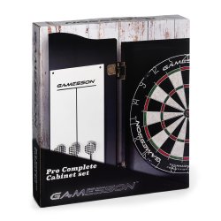 Gamesson PRO Complete - Professionel Dartskab med sisal skive, 6 pile, scoretavle, tusch og duster - HURTIG LEVERING!