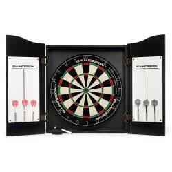 Gamesson PRO Complete - Professionel Dartskab med sisal skive, 6 pile, scoretavle, tusch og duster - HURTIG LEVERING!