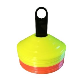 Kegletoppe - 50 kegler i gul og orange m. holder - HURTIG LEVERING