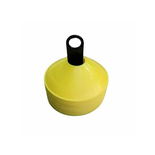 Kegletoppe - 50 kegler i gul og holder - HURTIG LEVERING