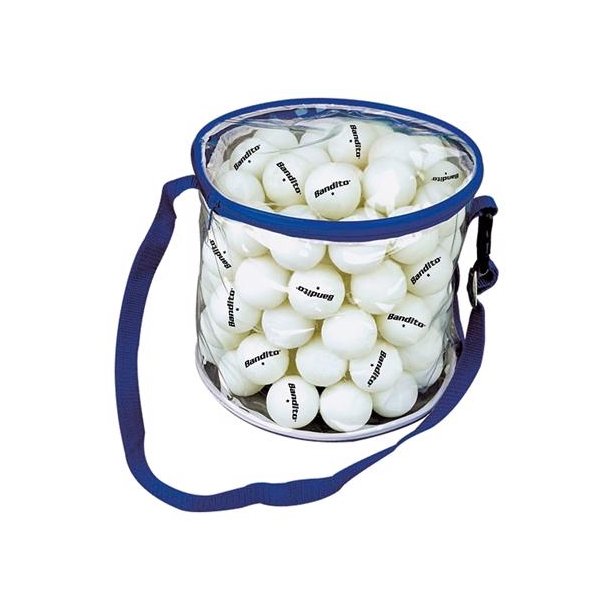 100 stk. 1-stjernede bordtennisbolde fra Garlando/Bandito i klar taske - FRI FRAGT!