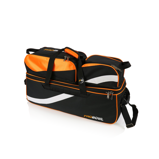ProBowl Triple Tote DLX Sort/Orange - Bowlingtaske med hjul til 3 kugler og sko - FRI FRAGT