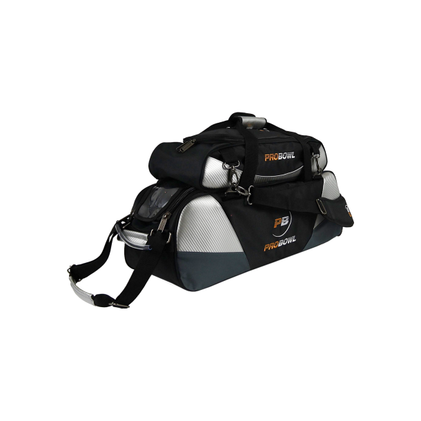 ProBowl Triple Tote DLX Black/Carbon/Silver - Bowlingtaske med hjul til 3 kugler og sko - FRI FRAGT