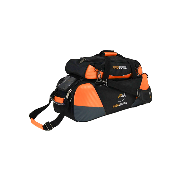 ProBowl Triple Tote DLX Sort/Orange - Bowlingtaske med hjul til 3 kugler og sko - FRI FRAGT