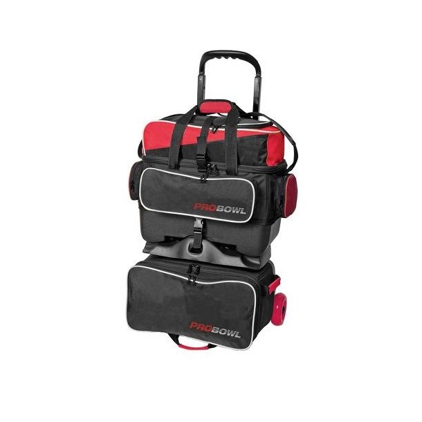ProBowl 4-Ball Roller Sort/Rd - Bowlingtaske med hjul til 4 kugler