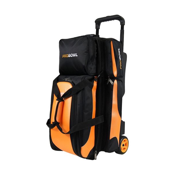 Pro Bowl Deluxe 3-Ball Roller Black/Carbon/Orange - Bowlingtaske med hjul til 3 kugler - FRI FRAGT!