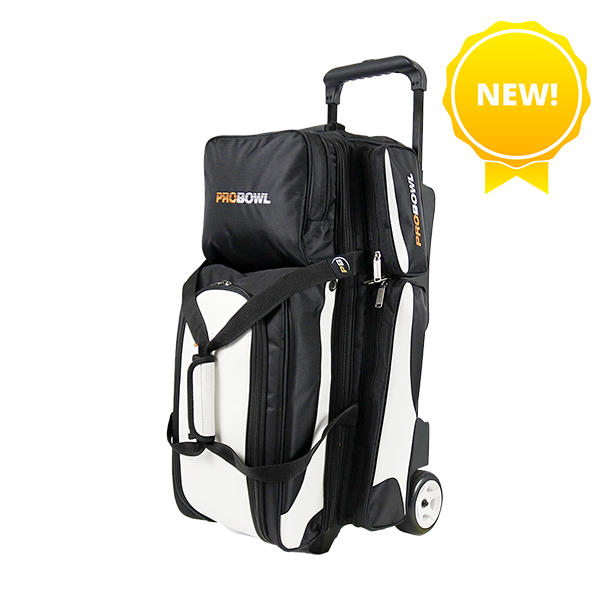 Pro Bowl Deluxe 3-Ball Roller Black/Carbon/White - Bowlingtaske med hjul til 3 kugler - FRI FRAGT!