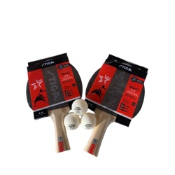 2 stk. STIGA React 2-stjernet bordtennisbat + 3 stk. 3-stjernede bolde - HURTIG LEVERING!