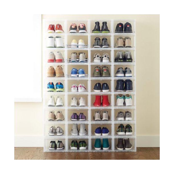 Skobox klar - 6 stk - Elegant og praktisk skoboks der kan stables - FLOT kvalitet - P� LAGER IGEN