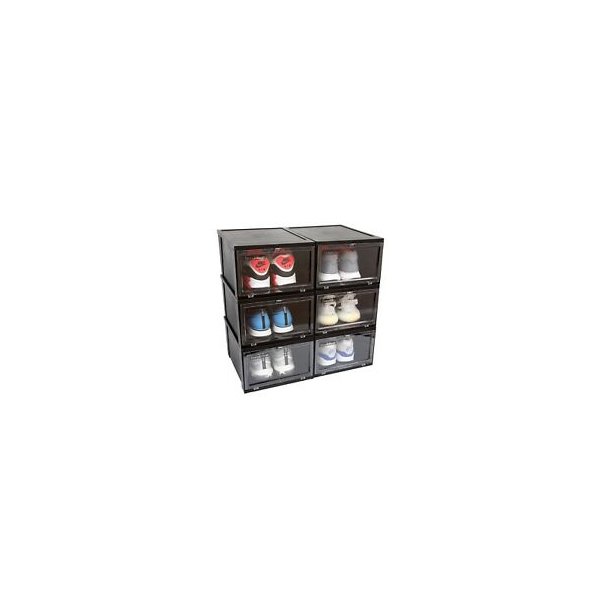 Skobox sort - 36 stk - Elegant og praktisk skoboks der kan stables - FLOT kvalitet - P LAGER IGEN
