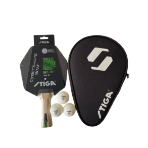 STIGA Cybershape 1-stjernet bordtennisbat + STIGA Batcover + 3 stk. STIGA bolde - HURTIG LEVERING! 