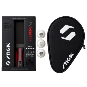 STIGA Flexure 5-stjernet bordtennisbat + STIGA batcover + 3 stk. 3-stjernede bolde