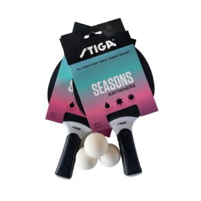 STIGA Seasons Udendrs bordtennisbat - St med 2 bat & 3 udendrs bolde, Velegnet til institutioner 