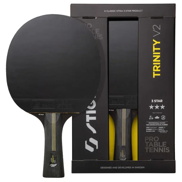 Stiga Trinity V2 - Kraftfuldt 3-stjernet bordtennisbat med god f�ling og spin - HURTIG LEVERING! 