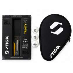 Stiga Trinity V2, 3-stjernet bordtennisbat + STIGA batcover + 3 stk 3-stjernede bolde - HURTIG LEVERING!
