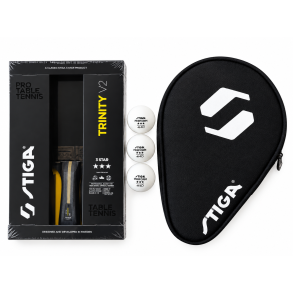 Stiga Trinity V2, 3-stjernet bordtennisbat + STIGA batcover + 3 stk 3-stjernede bolde - HURTIG LEVERING!