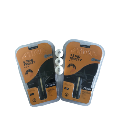 2 stk. Stiga Trinity 3-stjernede bordtennisbat + 3 stk. 3-stjernede bolde - HURTIG LEVERING