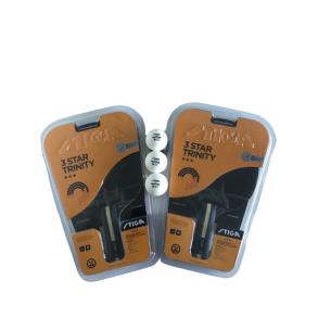 2 stk. Stiga Trinity 3-stjernede bordtennisbat + 3 stk. 3-stjernede bolde - HURTIG LEVERING