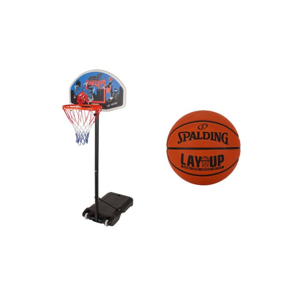 Basketstander Junior med SPALDING Bold str. 5 - Hjdejusterbar fra 160 til 210 cm - HURTIG LEVERING