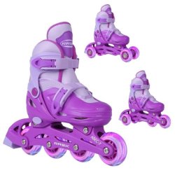 RASK HARD 3-i-1 Rulleskjte Lilla med lys i hjulene - Justerbar over 4 skonumre - HURTIG LEVERING