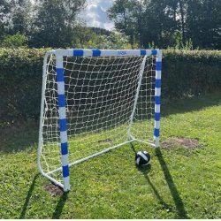 Fodboldml i STL - Hvid/Bl - 180 cm x 150 cm med net - HURTIG LEVERING  
