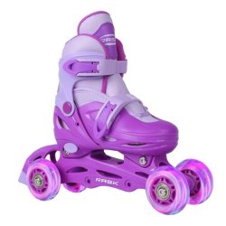 RASK HARD 3-i-1 Rulleskjte Lilla med lys i hjulene - Justerbar over 4 skonumre - HURTIG LEVERING